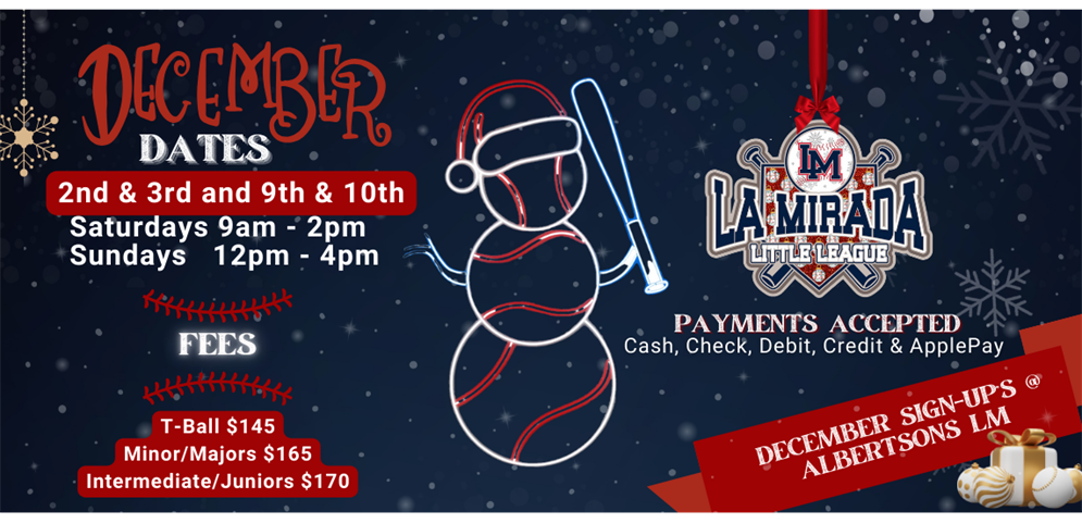 2024 LMLL Sign-Ups! December 2/3 & 9/10 @ Albertsons LM